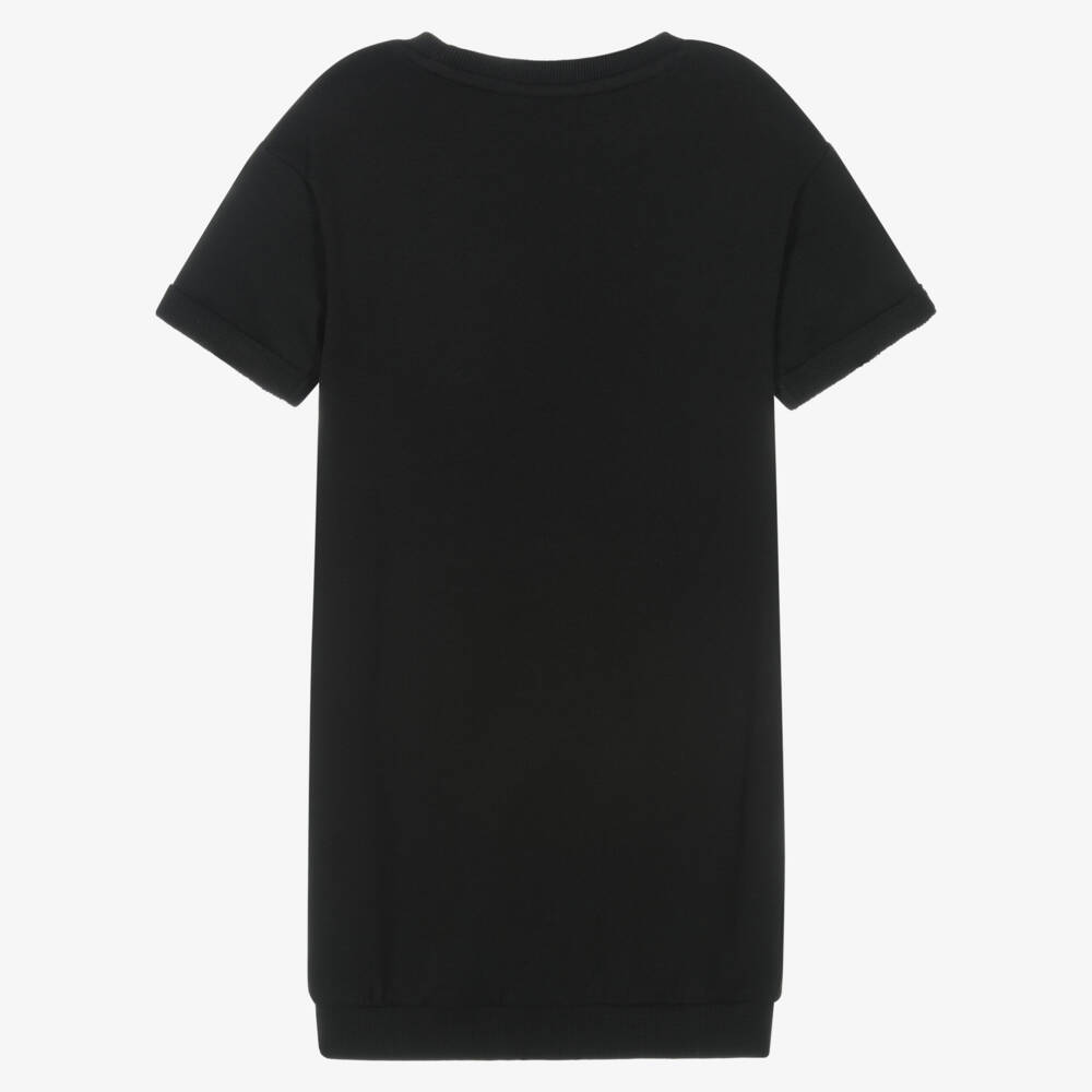 Guess-Junior Girls Black Sweatshirt Dress with Diamanté Logo | Childrensalon