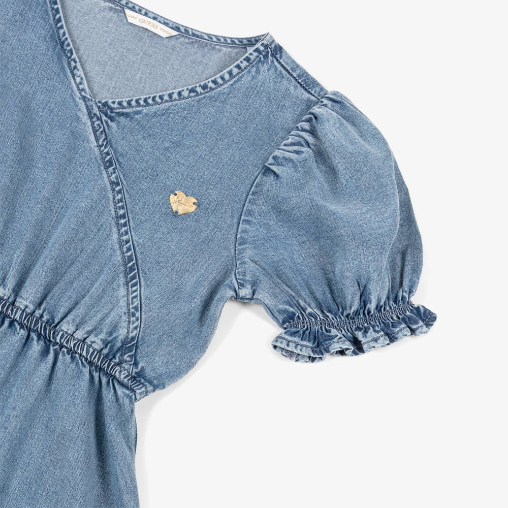Guess-Junior Girls Blue Chambray Ruffle Dress | Childrensalon