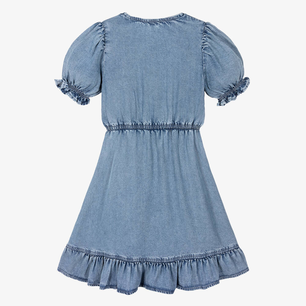 Guess-Junior Girls Blue Chambray Ruffle Dress | Childrensalon