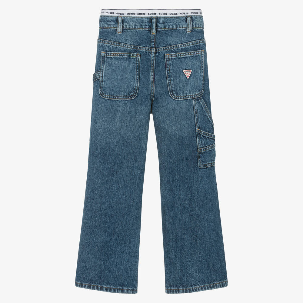 Guess-Junior Girls Blue Denim Palazzo Fit Jeans | Childrensalon