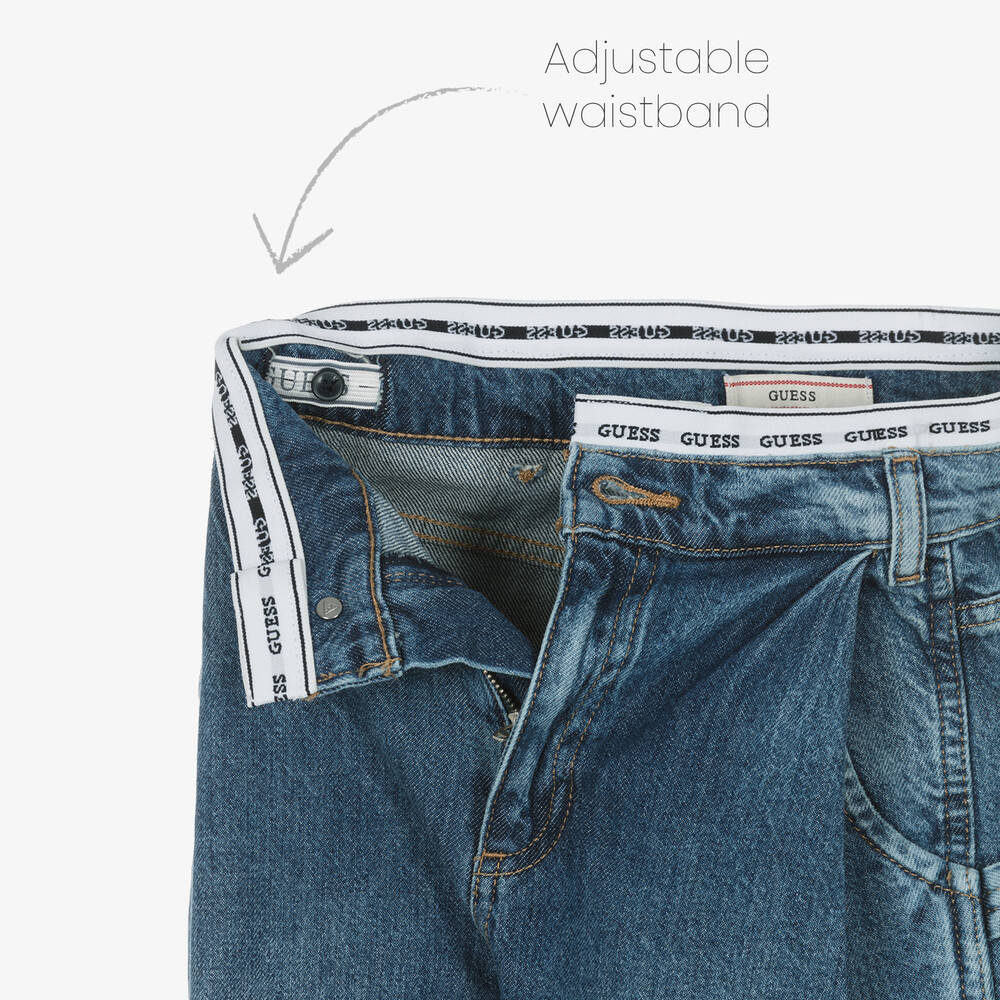 Guess-Junior Girls Blue Denim Palazzo Fit Jeans | Childrensalon