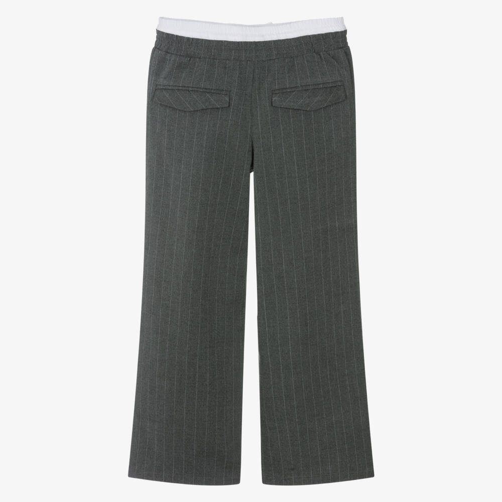 Guess-Junior Girls Grey Drawstring Pinstripe Trousers | Childrensalon