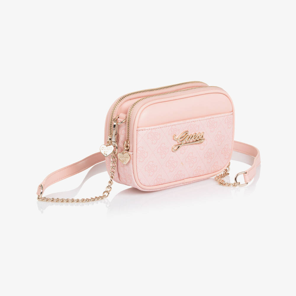 Guess-Junior Girls Pale Pink Faux Leather 4G Logo Print Handbag | Childrensalon