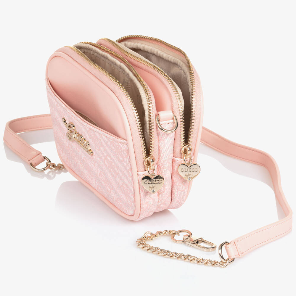 Guess-Junior Girls Pale Pink Faux Leather 4G Logo Print Handbag | Childrensalon