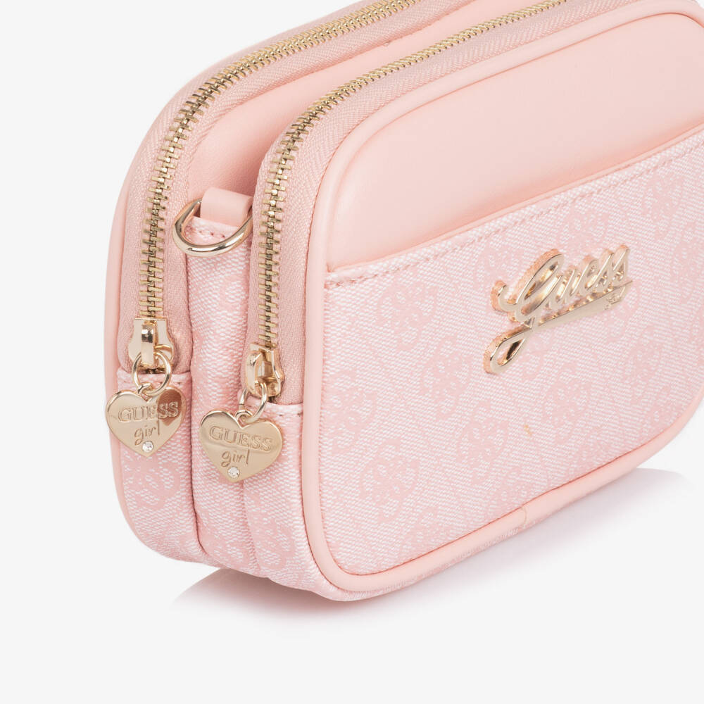 Guess-Junior Girls Pale Pink Faux Leather 4G Logo Print Handbag | Childrensalon