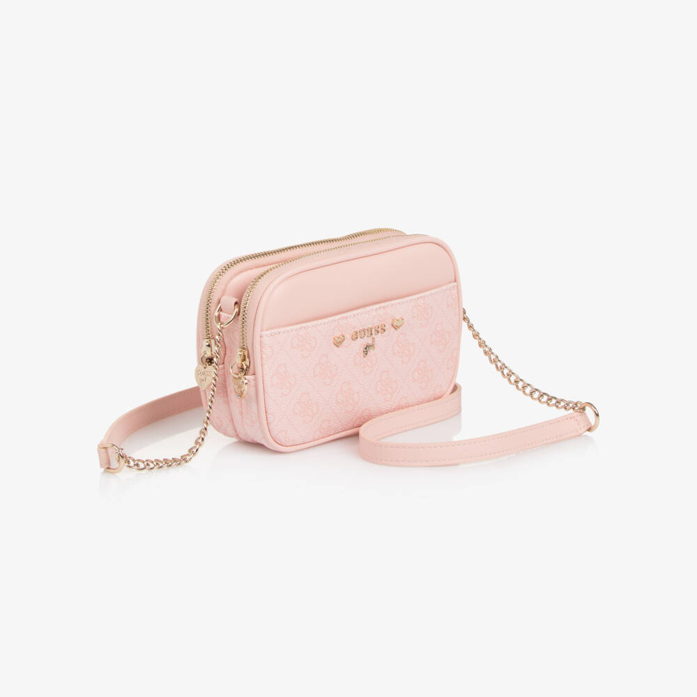 Guess-Junior Girls Pink Faux Leather 4G Logo Shoulder Bag (18cm) | Childrensalon