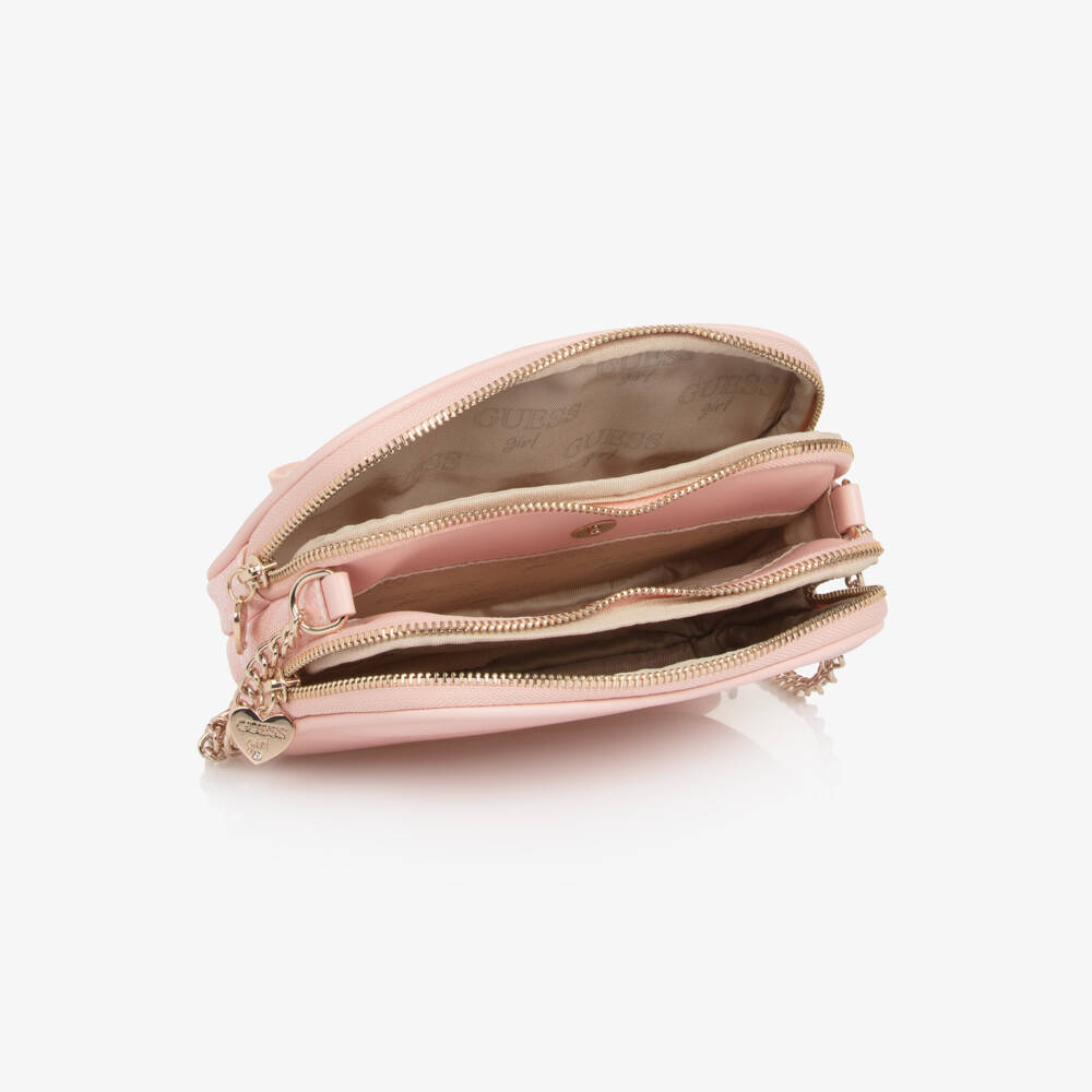 Guess-Junior Girls Pink Faux Leather 4G Logo Shoulder Bag (18cm) | Childrensalon