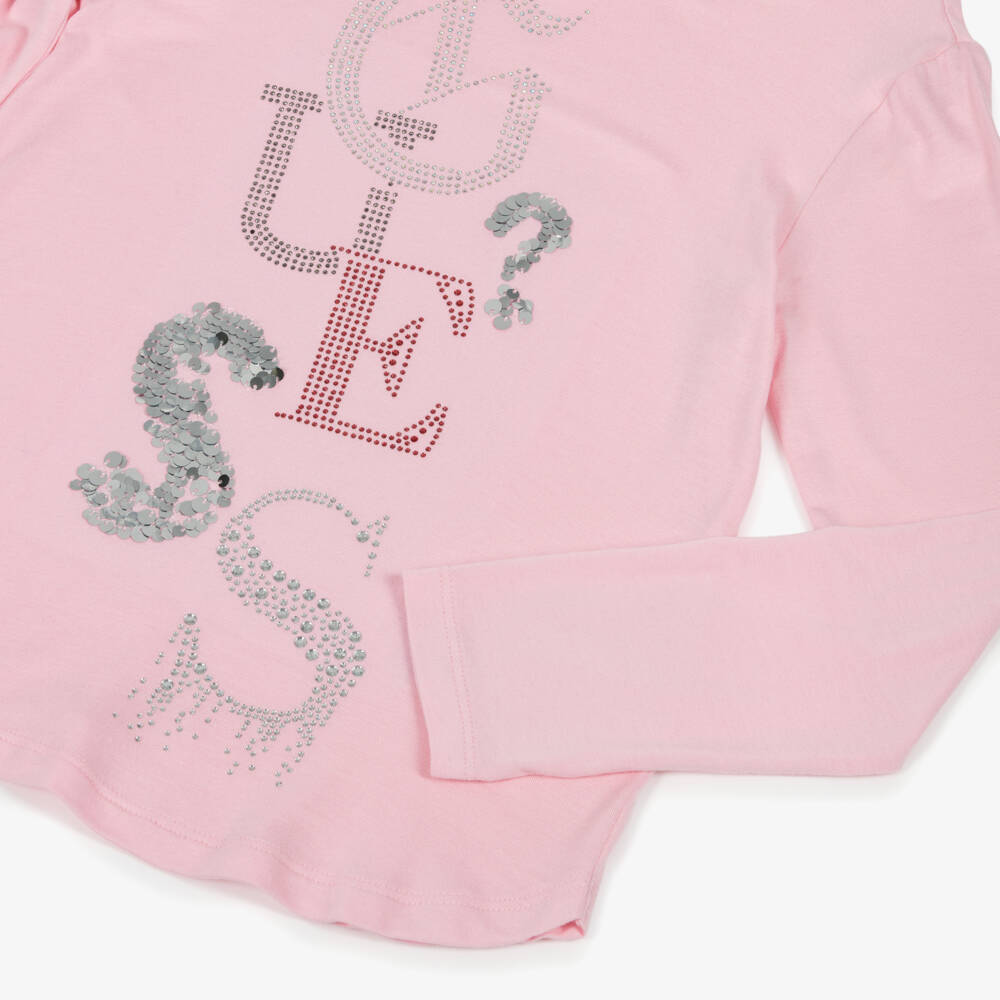 Guess-Junior Girls Pink Lenzing Top with Rhinestone Logo | Childrensalon
