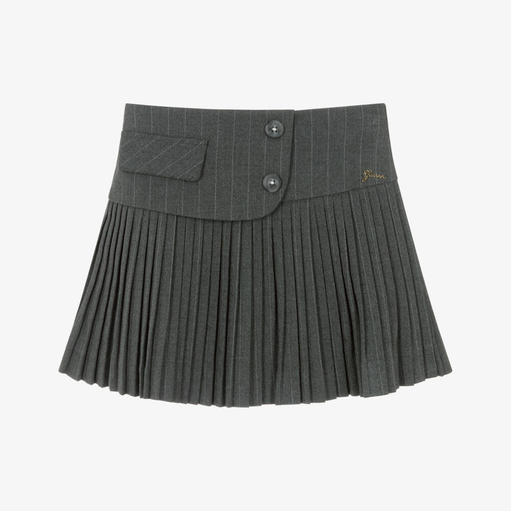 Guess-Junior Girls Pinstripe Grey Pleated Skirt | Childrensalon