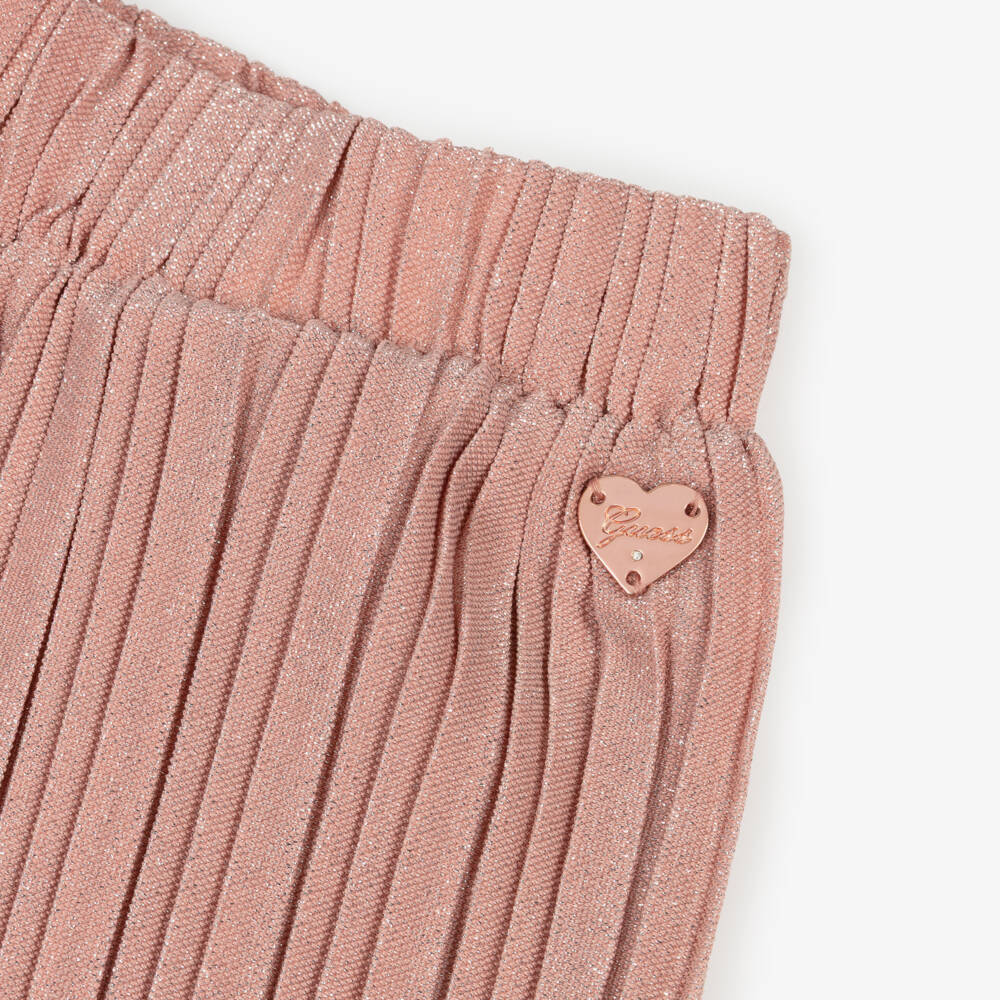 Guess-Junior Girls Shimmery Pink Plissé Trouser Set | Childrensalon