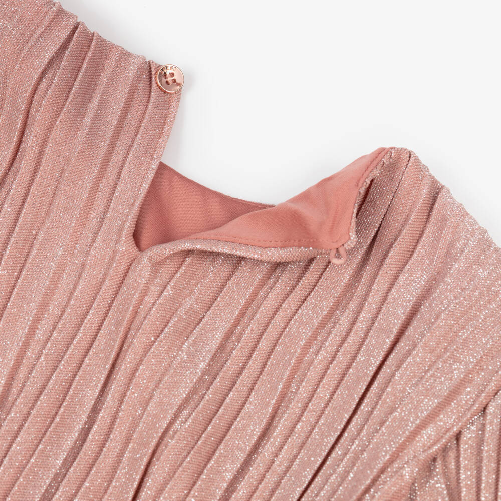 Guess-Junior Girls Shimmery Pink Plissé Trouser Set | Childrensalon