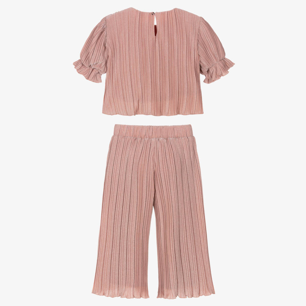 Guess-Junior Girls Shimmery Pink Plissé Trouser Set | Childrensalon