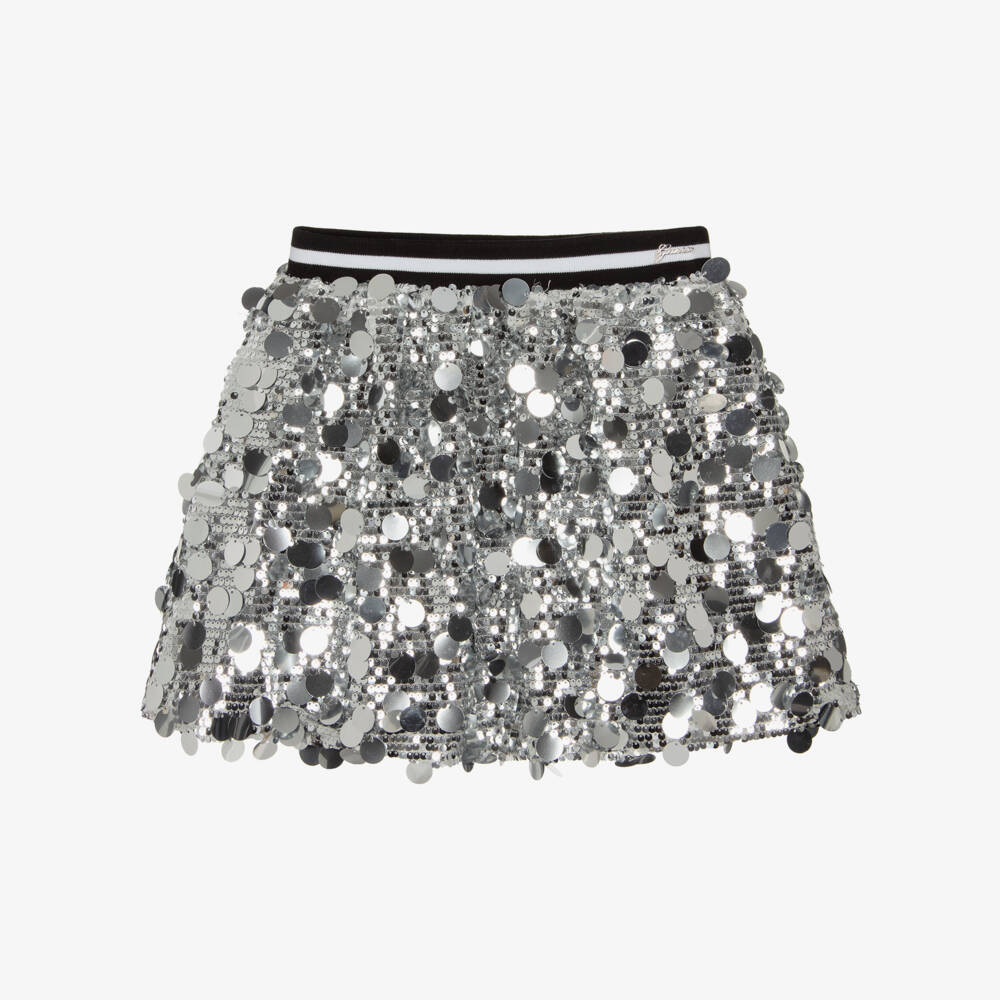 Guess-Junior Girls Shiny Silver Sequin Skirt | Childrensalon