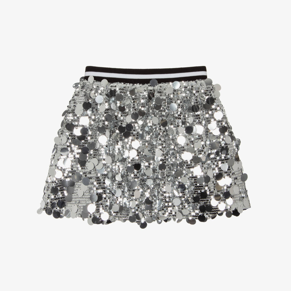 Guess-Junior Girls Shiny Silver Sequin Skirt | Childrensalon