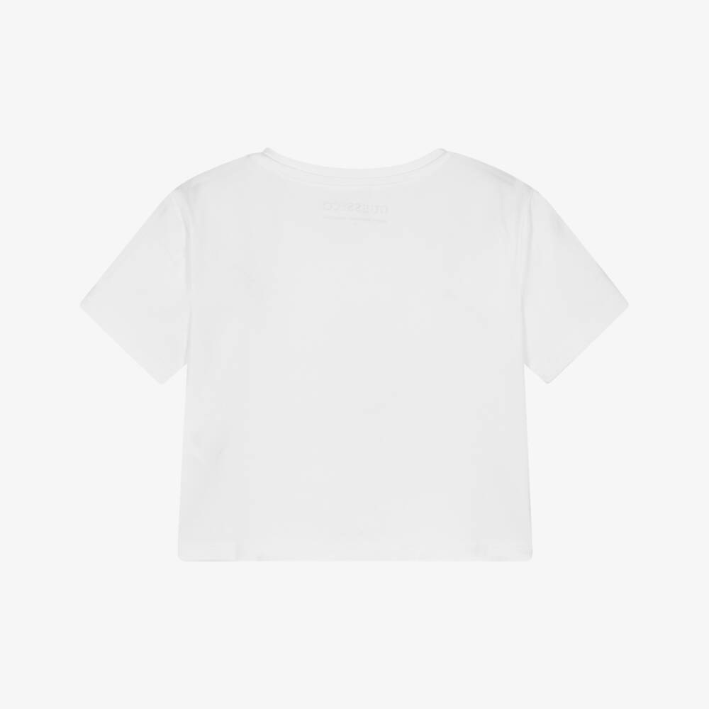 Guess-Junior Girls White Cotton T-Shirt with Cherry Logo Print | Childrensalon