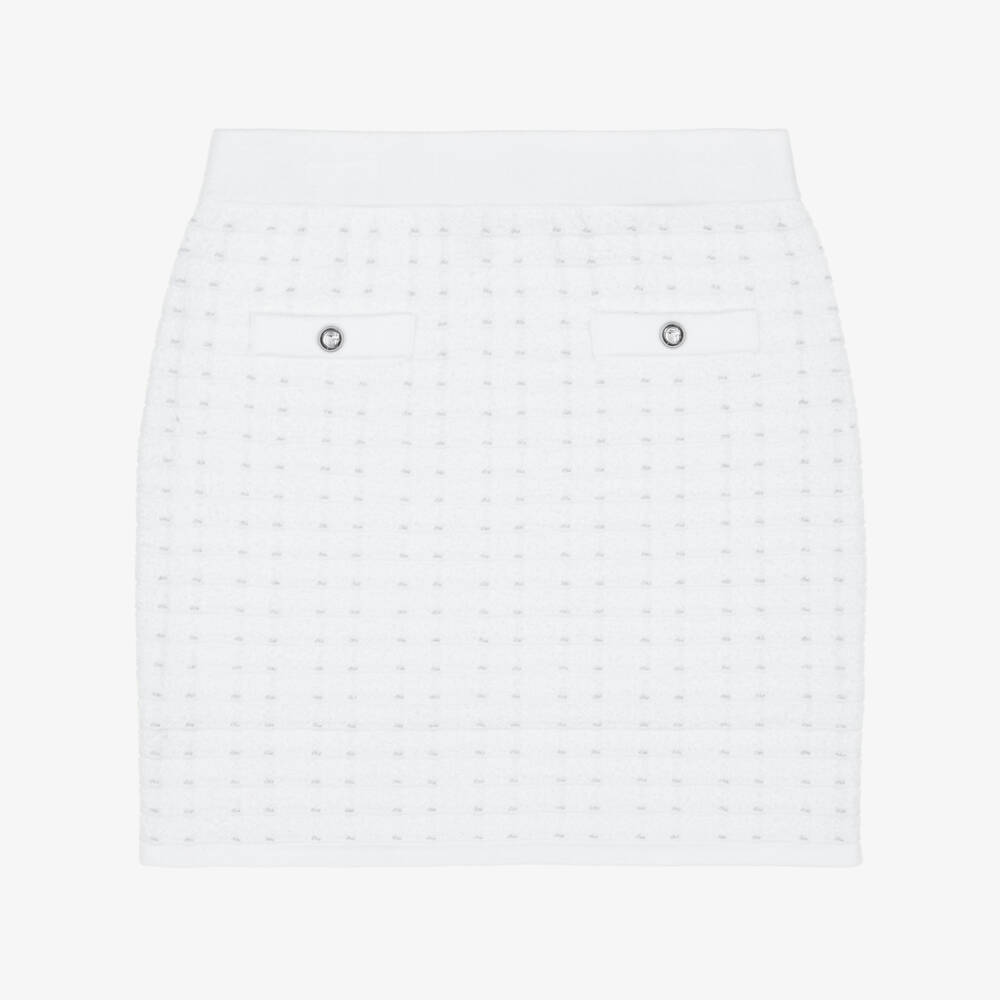 Guess-Junior Girls White Knitted Skirt with Silver Details | Childrensalon