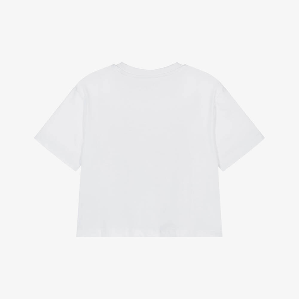 Guess-Футболка белая из органического хлопка с логотипом 4g из страз для девочек | Childrensalon