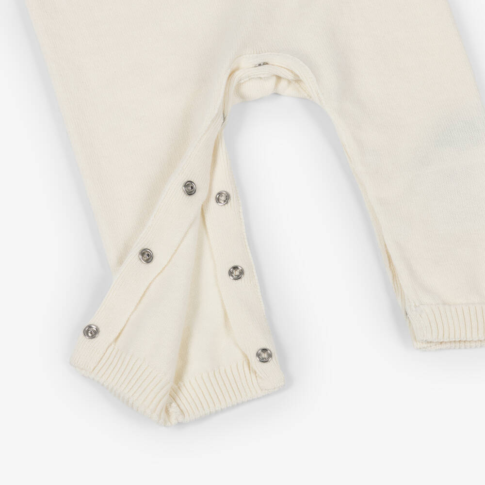 Guess-Knitted Ivory Cotton Teddy Bear Baby Romper | Childrensalon
