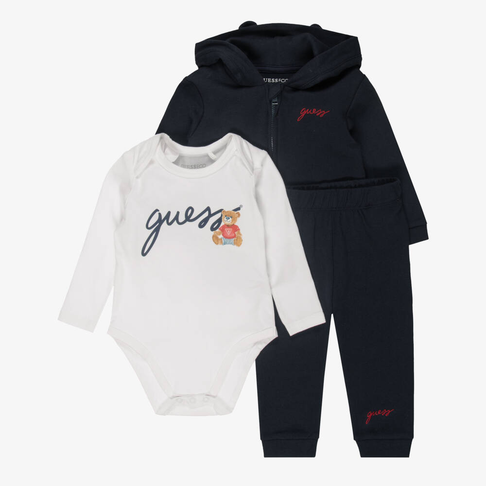Guess-Navy Blue Cotton Baby Tracksuit Set | Childrensalon