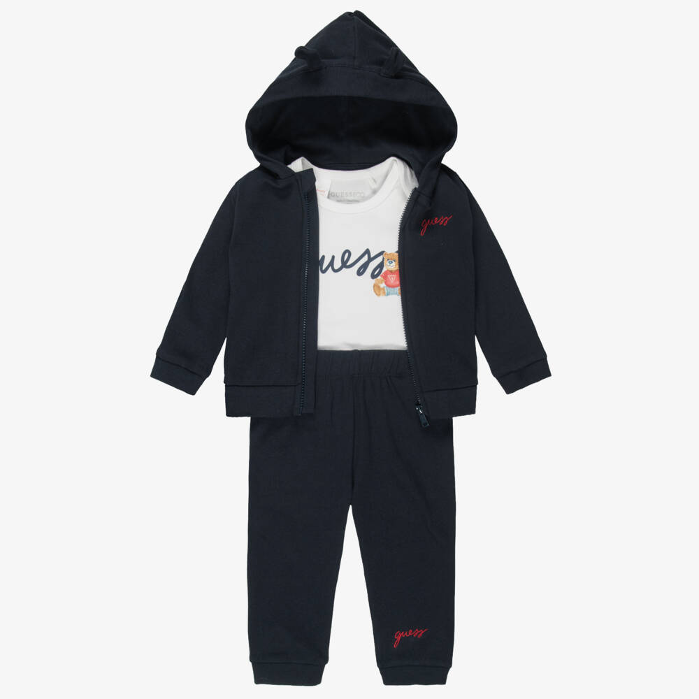 Guess-Navy Blue Cotton Baby Tracksuit Set | Childrensalon
