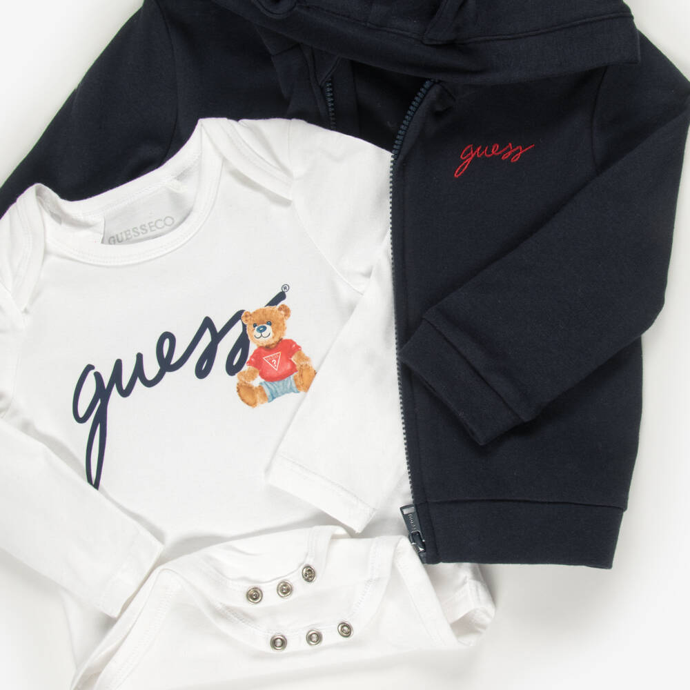 Guess-Navy Blue Cotton Baby Tracksuit Set | Childrensalon