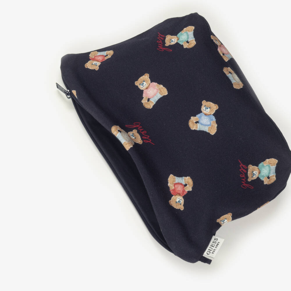 Guess-Navy Blue Cotton Baby Trouser Set with Teddy Prints | Childrensalon
