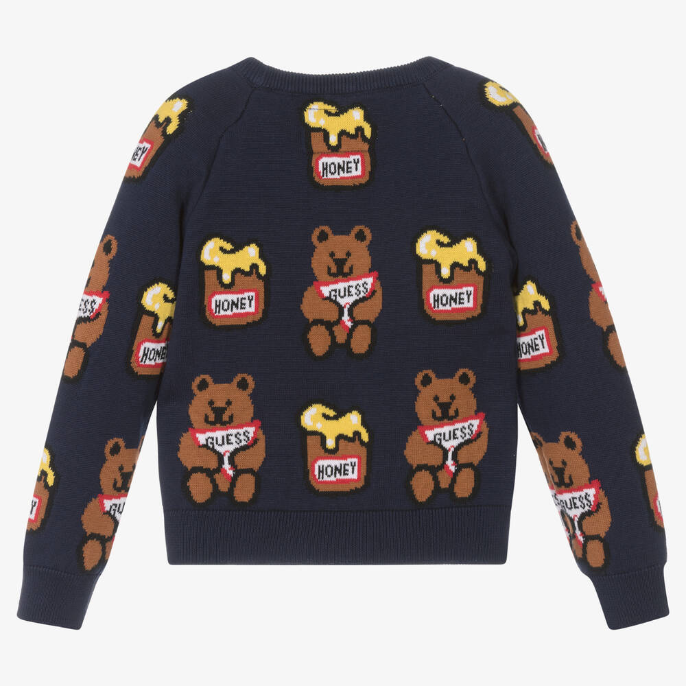 Guess-بلوفر قطن عضوي محبوك لون كحلي | Childrensalon