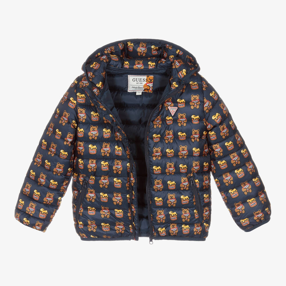 Guess-Navy Blue Teddy Bear Puffer Jacket | Childrensalon