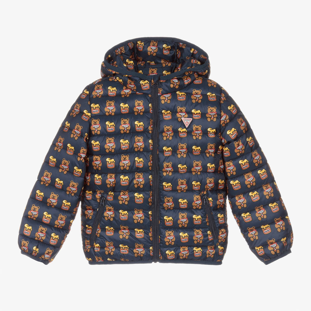 Guess-Navy Blue Teddy Bear Puffer Jacket | Childrensalon