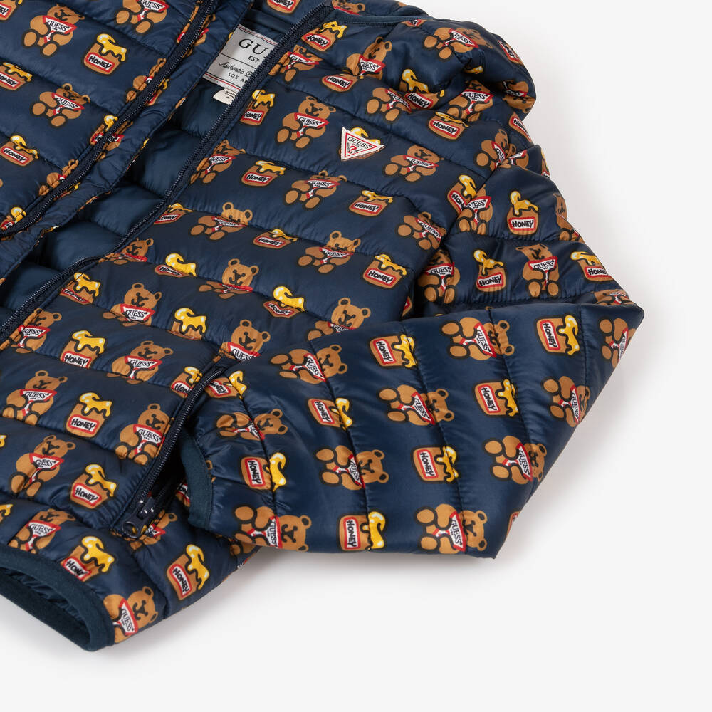 Guess-Navy Blue Teddy Bear Puffer Jacket | Childrensalon