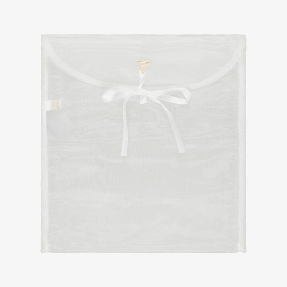 Guess-Navy Blue & White Stripe Cotton Knit Blanket (110cm) | Childrensalon