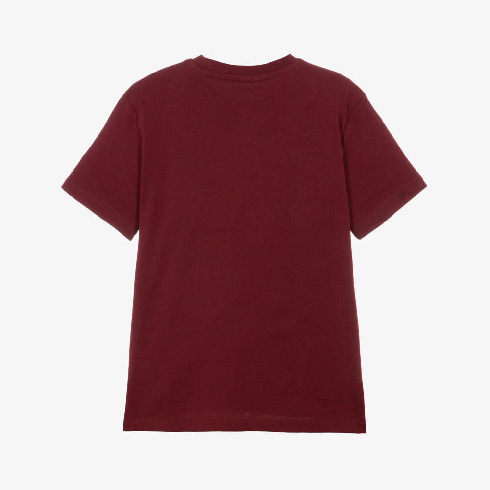 Guess-Older Boys Burgundy Cotton Varsity Bear T-Shirt | Childrensalon