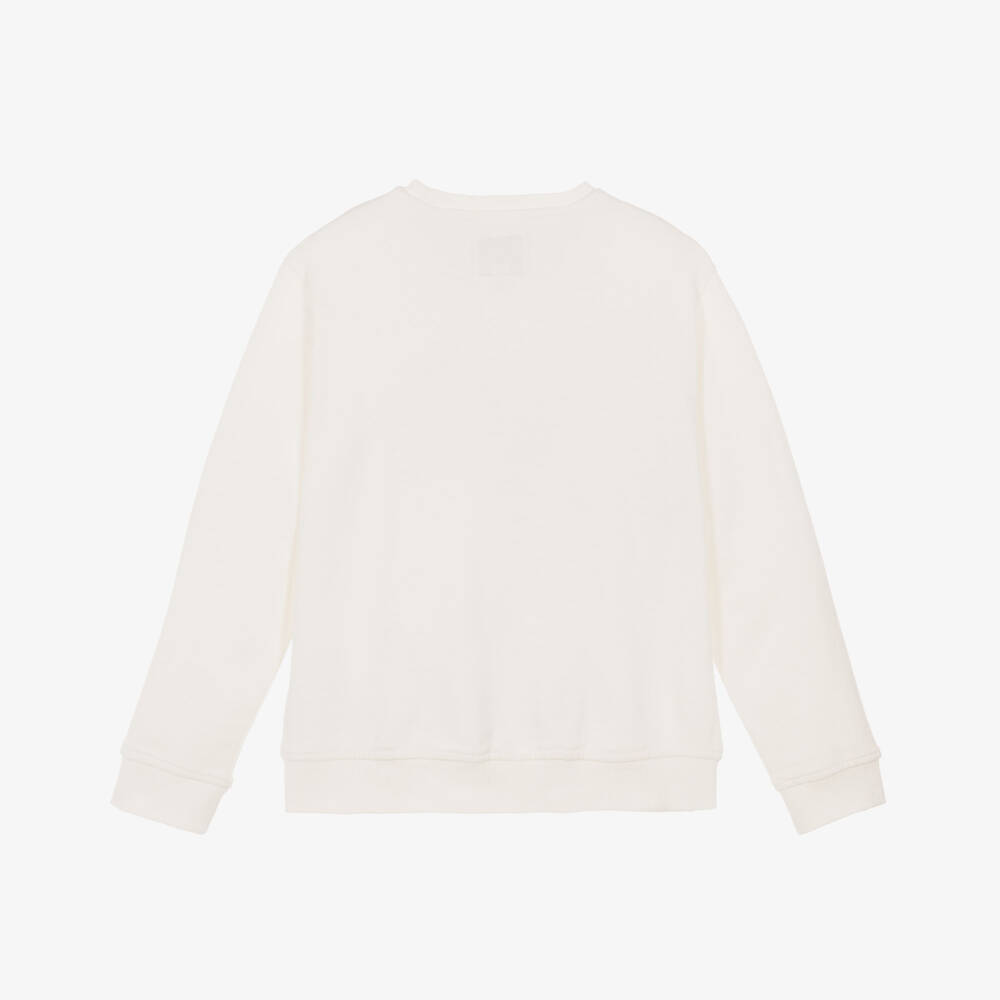 Guess-Older Boys Ivory Sweatshirt with Varsity Bear Print | Childrensalon