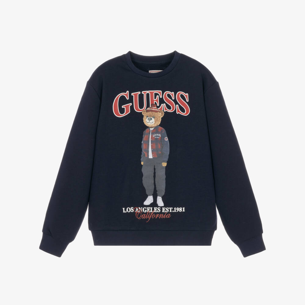 Guess-Older Boys Navy Blue Varsity Bear Sweatshirt | Childrensalon