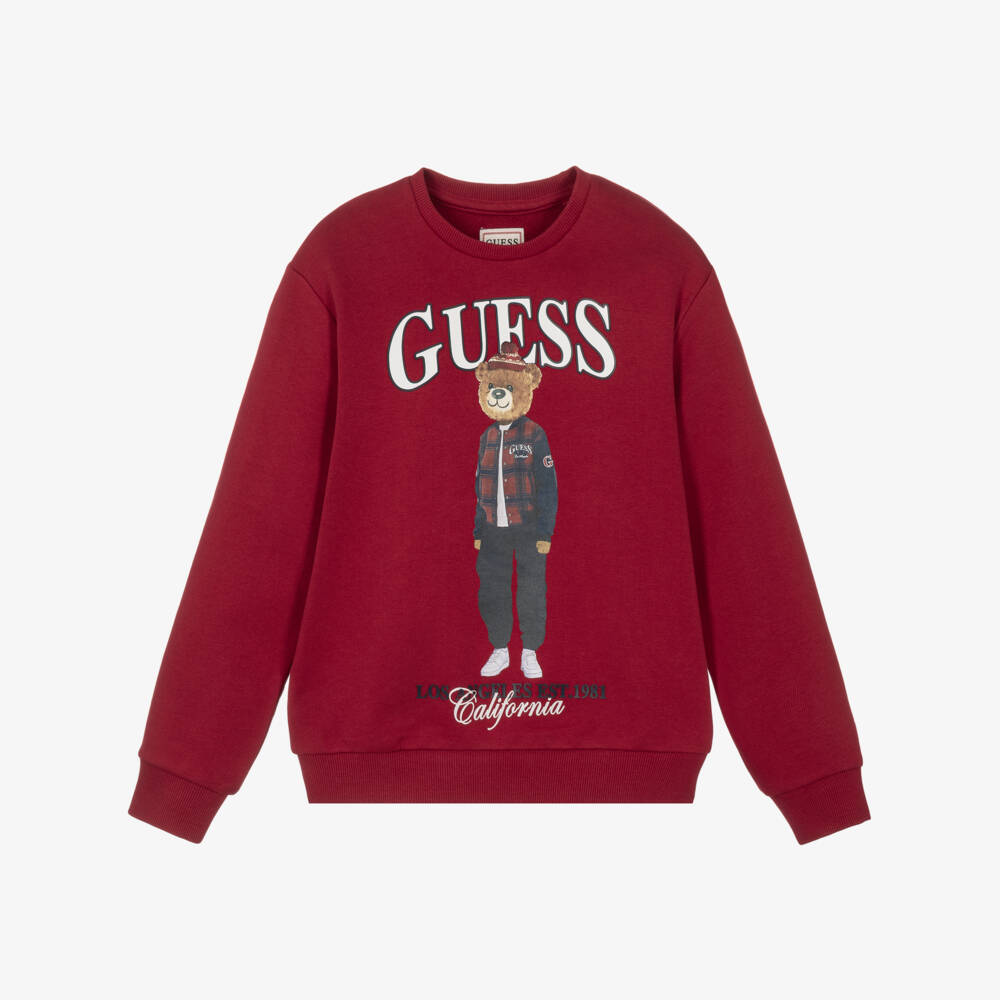 Guess-Older Boys Red Varsity Bear Sweatshirt | Childrensalon