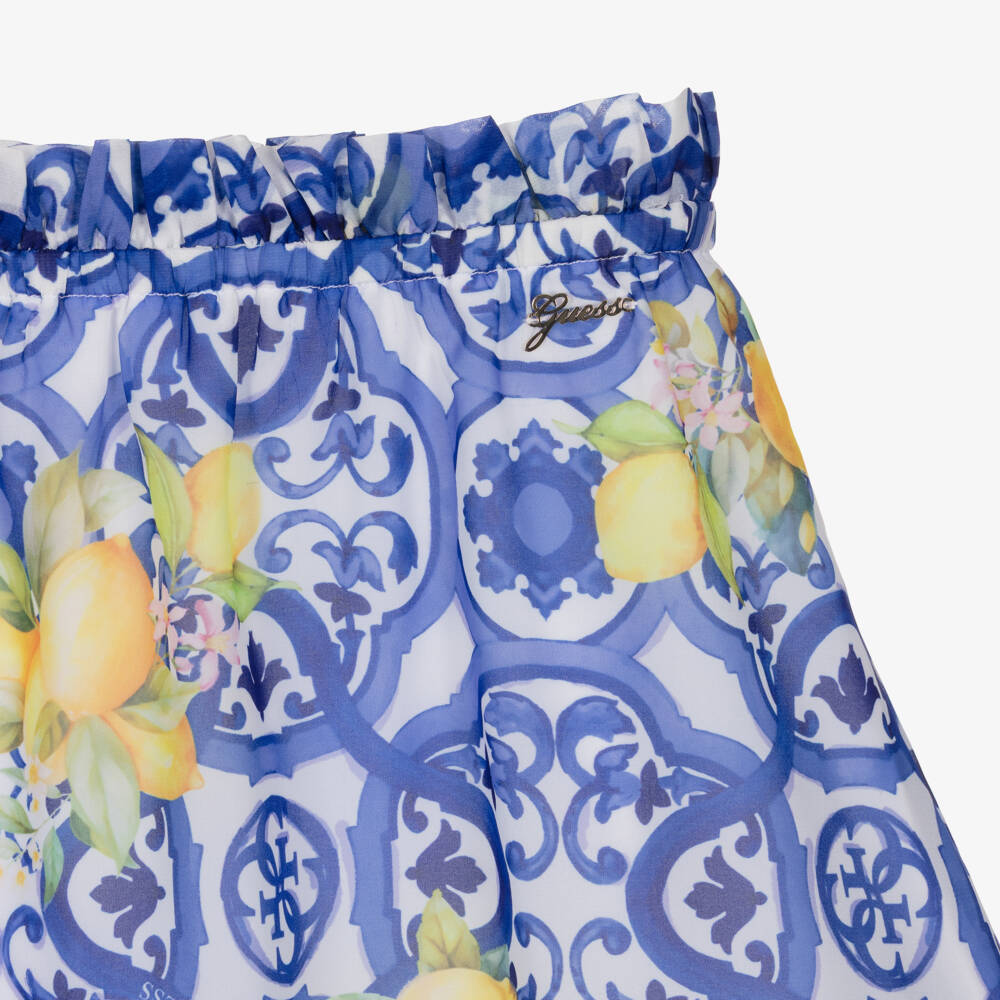 Guess-Older Girls Blue Chiffon Tile Print Skirt | Childrensalon