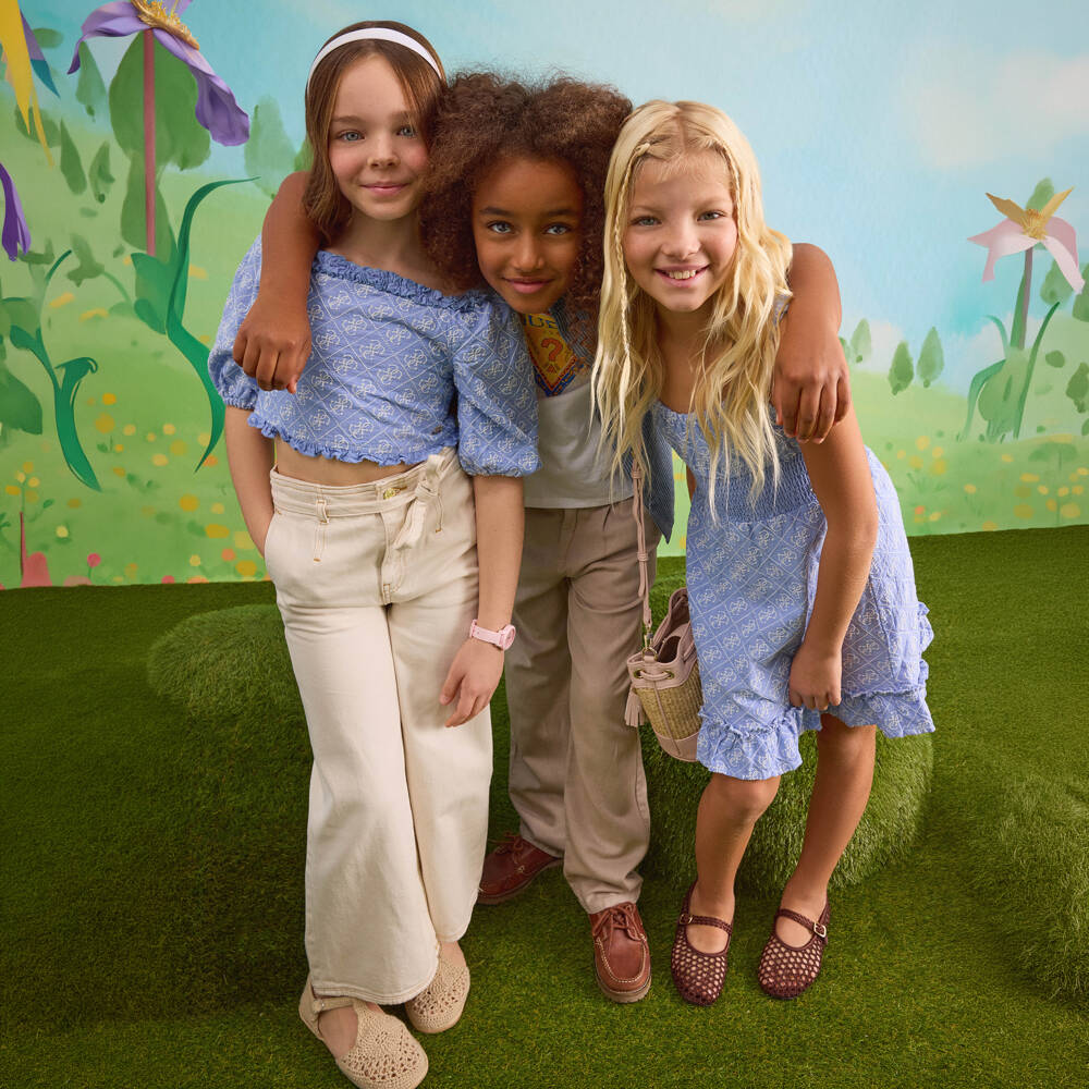 Guess-Блузка из синего хлопка с вышитым логотипом 4g для девочек | Childrensalon