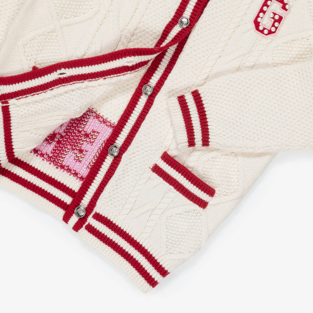 Guess-Older Girls Ivory Cable Knit Cardigan | Childrensalon