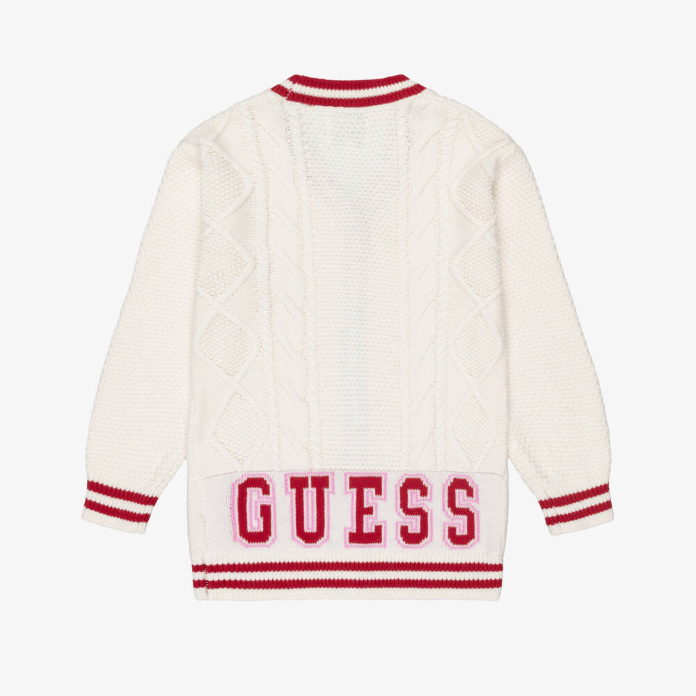 Guess-Older Girls Ivory Cable Knit Cardigan | Childrensalon