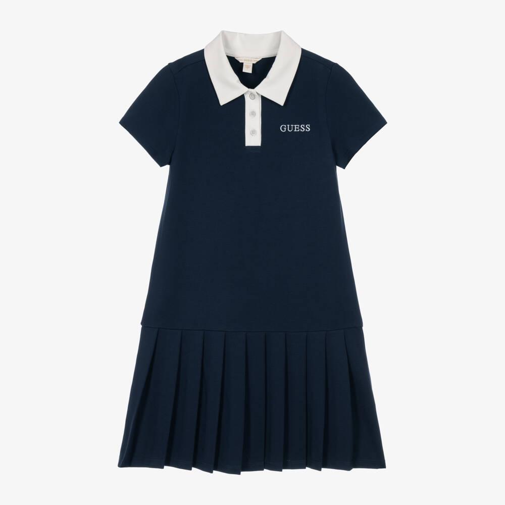 Guess-Older Girls Navy Blue Dress with Polo Collar | Childrensalon
