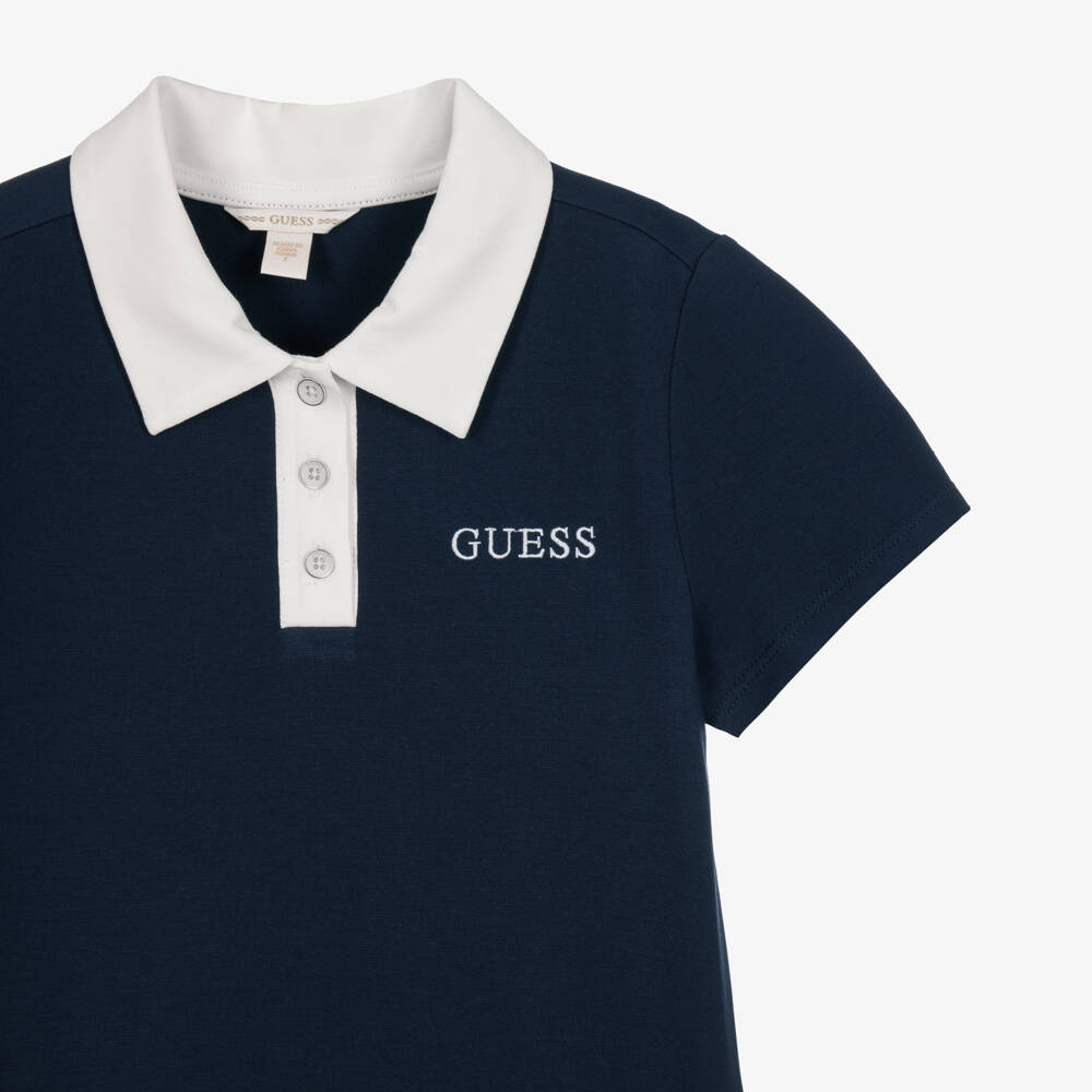 Guess-Older Girls Navy Blue Dress with Polo Collar | Childrensalon