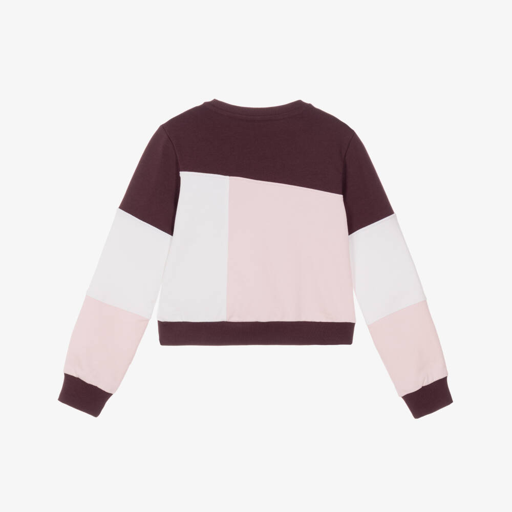 Guess-Older Girls Pink & Burgundy Cotton Logo Sweatshirt | Childrensalon