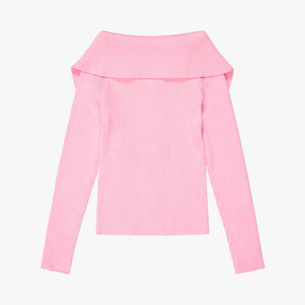 Guess-Older Girls Pink Ribbed Zip-Up Top | Childrensalon