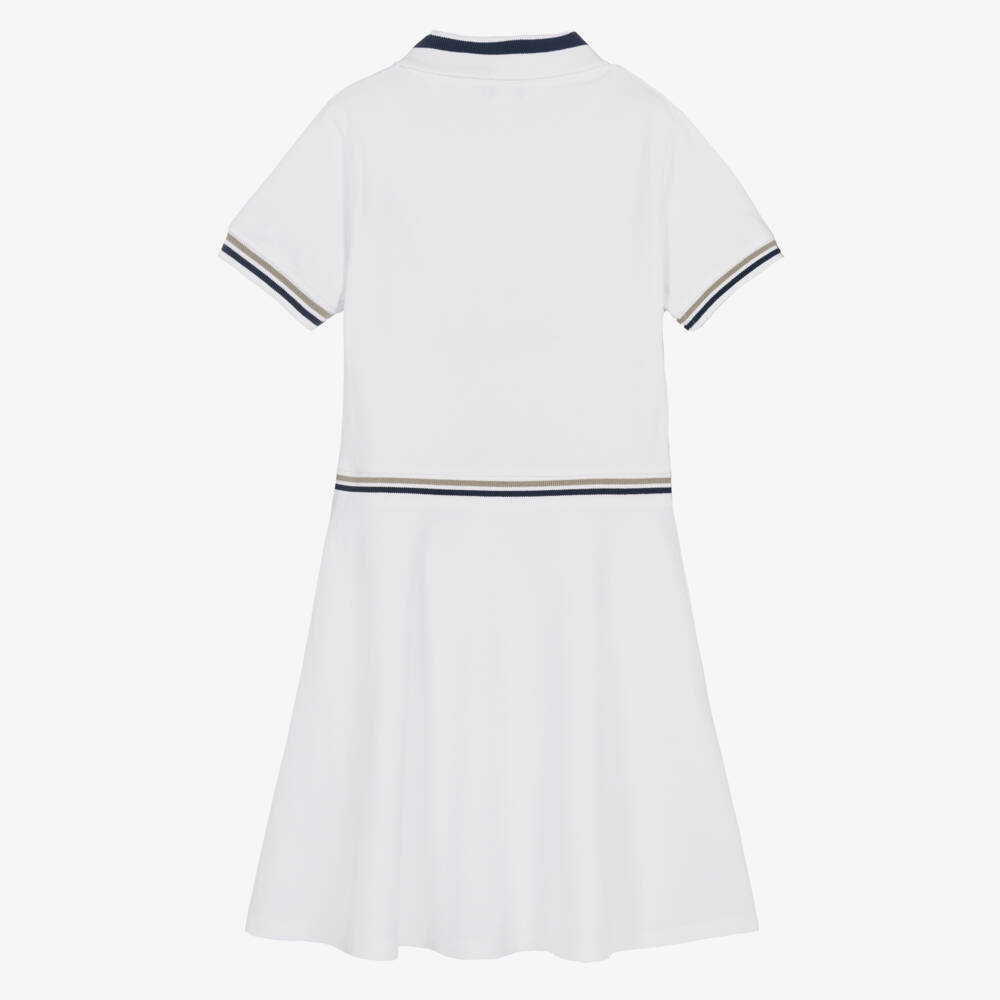 Guess-Older Girls White Cotton Piqué Polo Dress with 4G Logo | Childrensalon