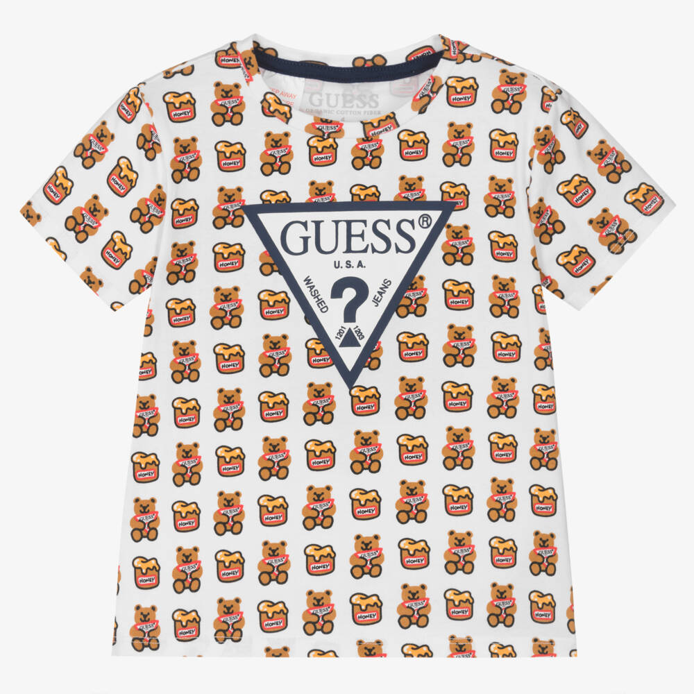 Guess-Organic Cotton Teddy Print T-Shirt | Childrensalon