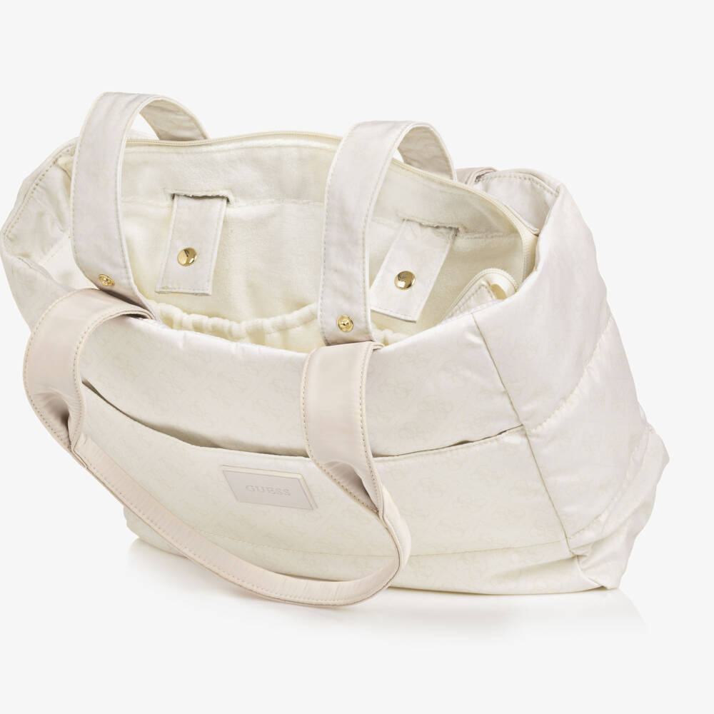 Guess-Pale Beige 4g Logo Baby Changing Bag (34cm) | Childrensalon