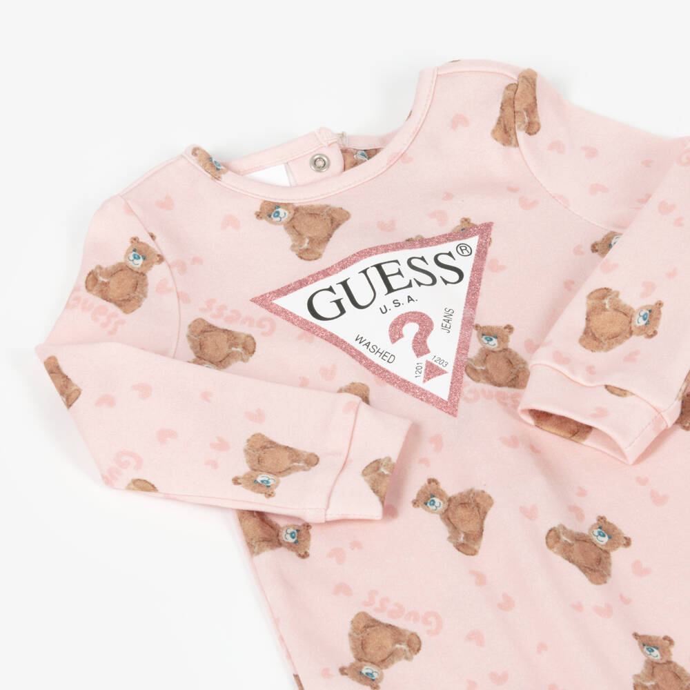 Guess-أفرول بيبي غرو تيدي قطن لون زهري | Childrensalon