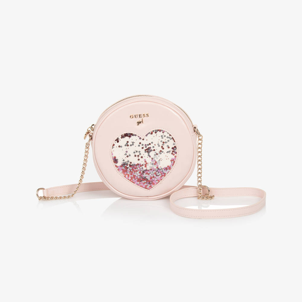 Guess Pink Sequin Heart Round Bag (16cm) Childrensalon