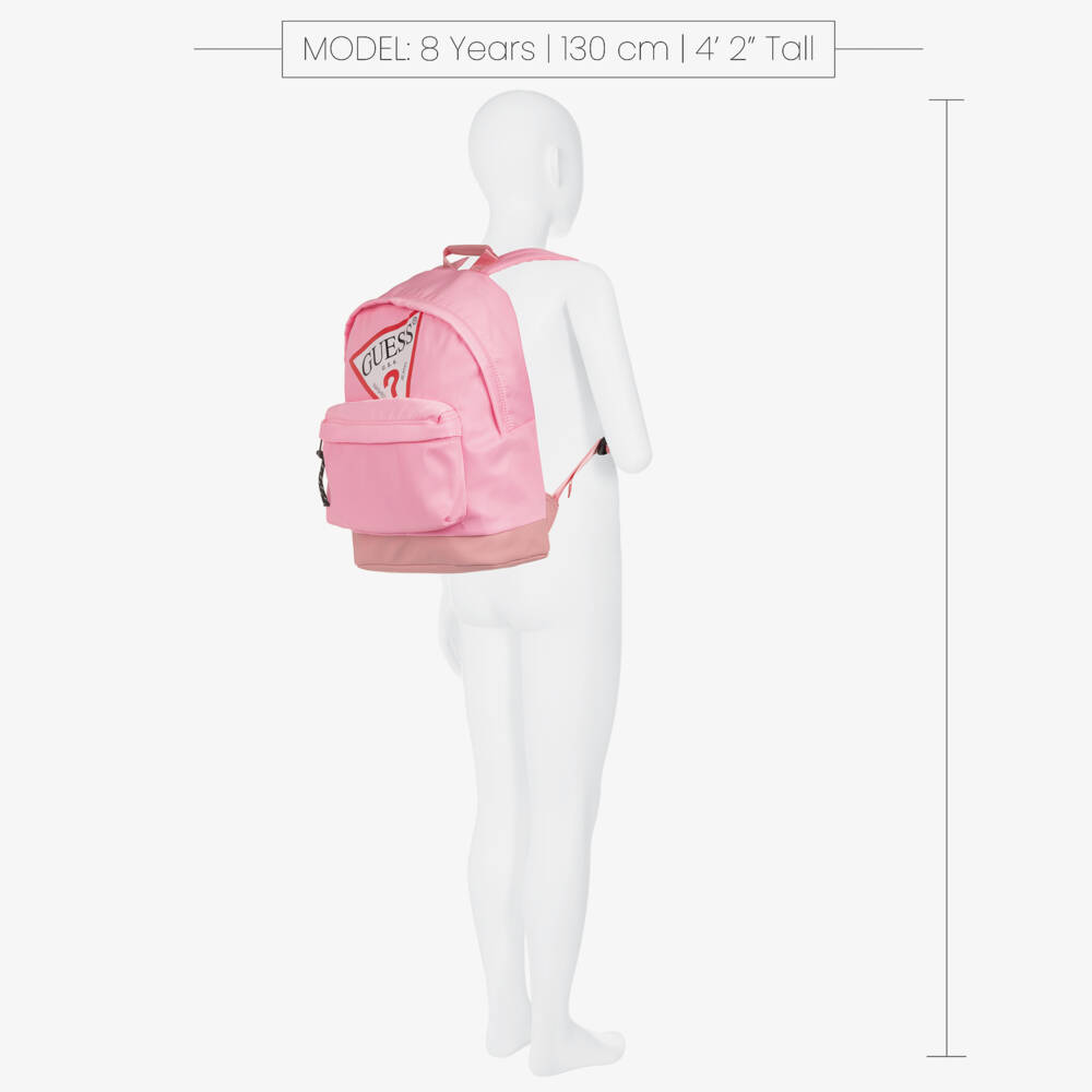 Guess-Pink Triangle Logo Backpack (39cm) | Childrensalon