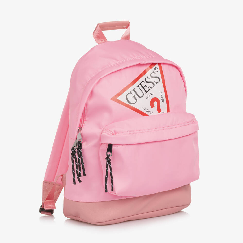 Guess-Pink Triangle Logo Backpack (39cm) | Childrensalon